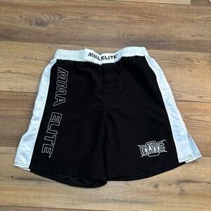 MMA Elite Men's Black White Athletic Fight Shorts Size Large L Y2K Brand